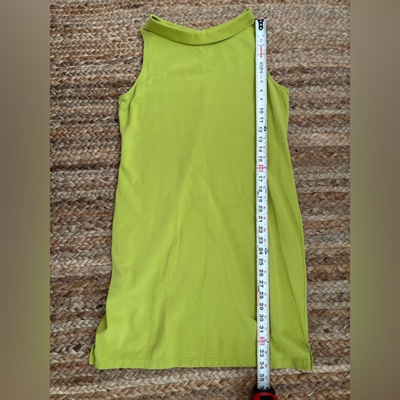 Talbots Medium Petite Bright Green Collared Boat Neck Dress Preppy - Picture 3 of 6